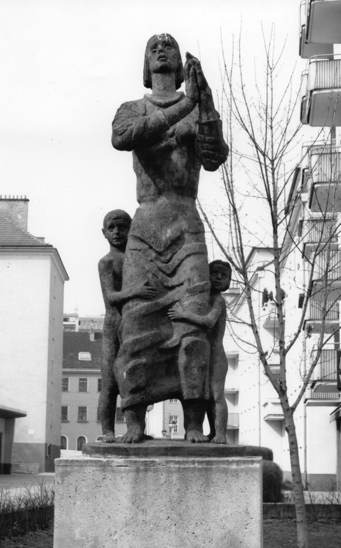 Siegfried Charoux, Memorial to Bertha von Süttner(bronze) 1959, Favoritengasse, Vienna.